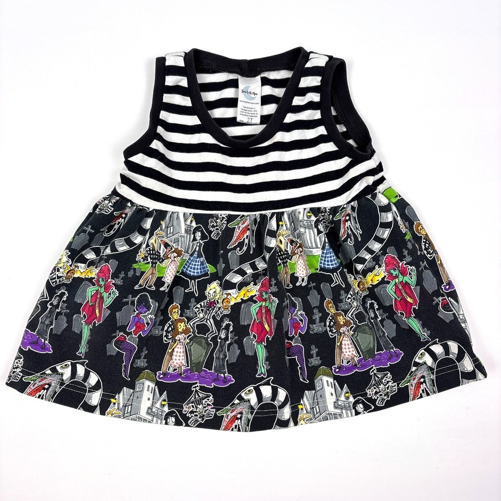 Sewn To The Moon Beetlejuice Dress Toddler Sz 2 Black White Lydia Miss Argentina